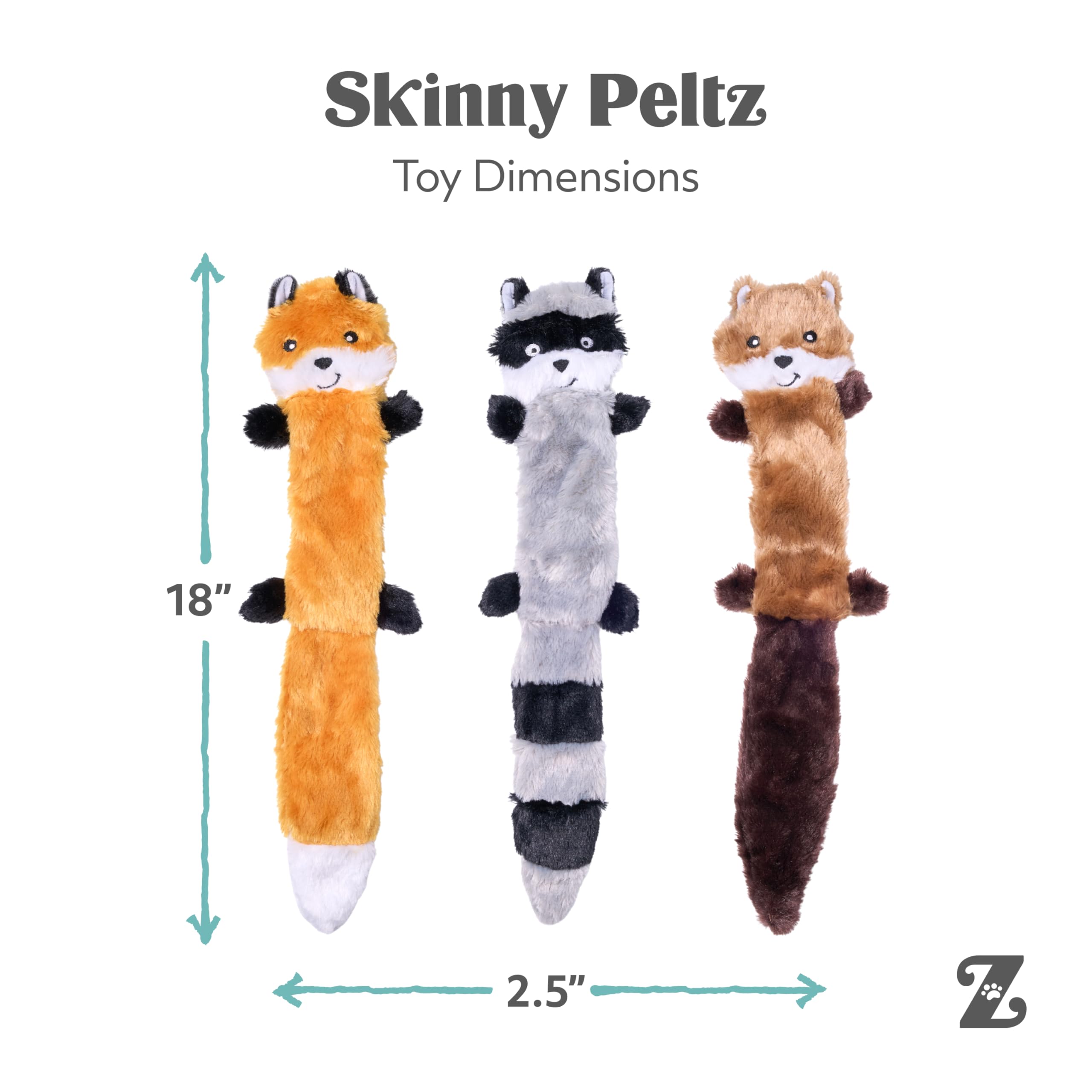ZippyPaws close-up de los tres chirriadores integrados, estimulan el interés del perro
