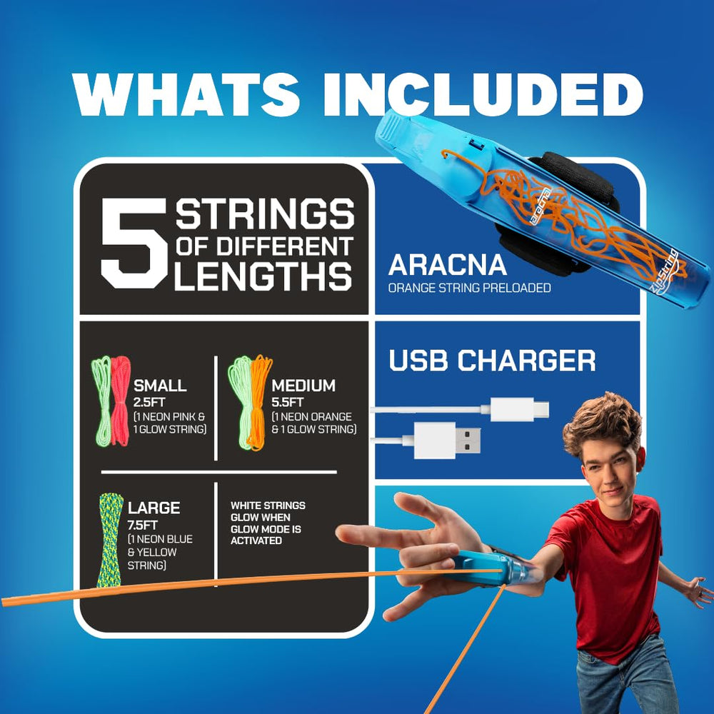 ZipString Aracna juego nocturno en equipo con cuerdas brillantes