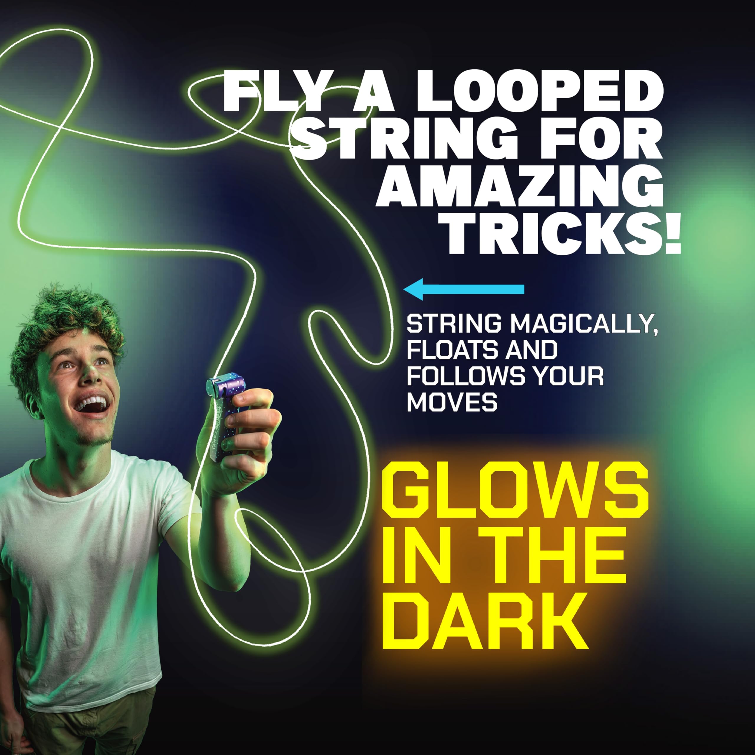 ZipString Luma primer plano de las cuerdas neon y ultra glow resaltando texturas brillantes