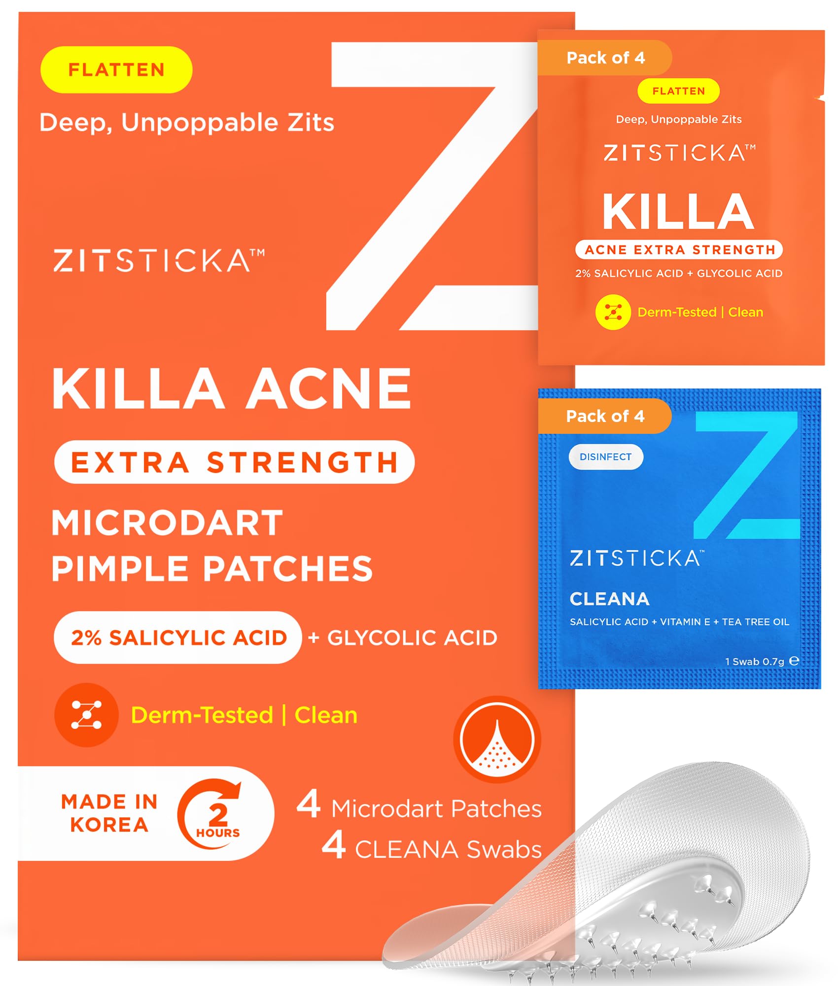 ZitSticka parche frontal en su empaque mostrando diseño y practicidad