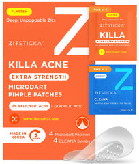ZitSticka parche frontal en su empaque mostrando diseño y practicidad