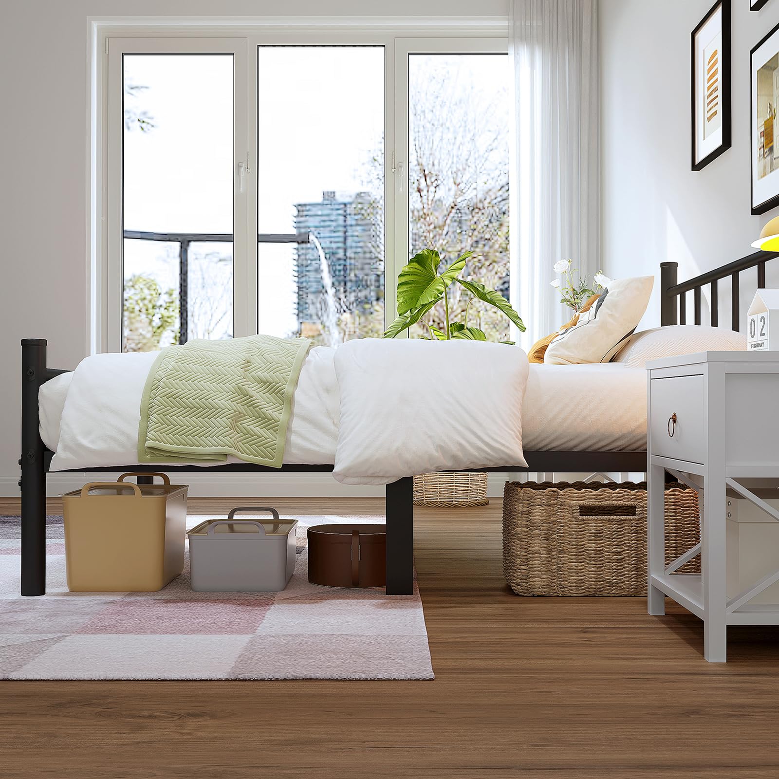 zizin cama montada en dormitorio moderno, aspecto refinado