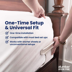 Zlumber en cama durante uso nocturno mantiene sábanas en su lugar