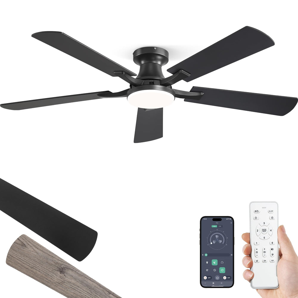 ZMISHIBO ventilador frontal 52" mostrando diseño moderno y ahorro