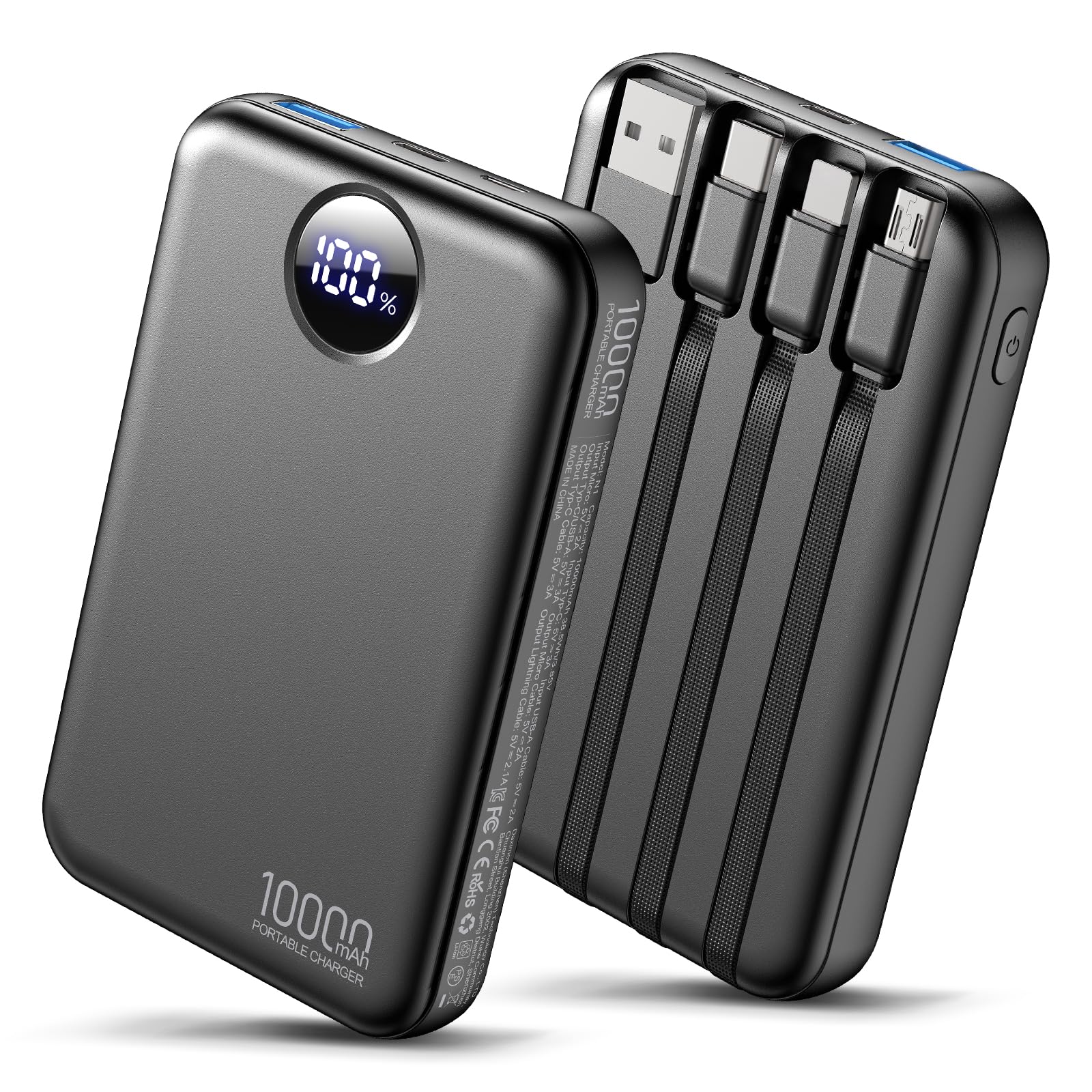 Zmmyuluo vista frontal del power bank mostrando su diseño compacto y beneficio de portabilidad
