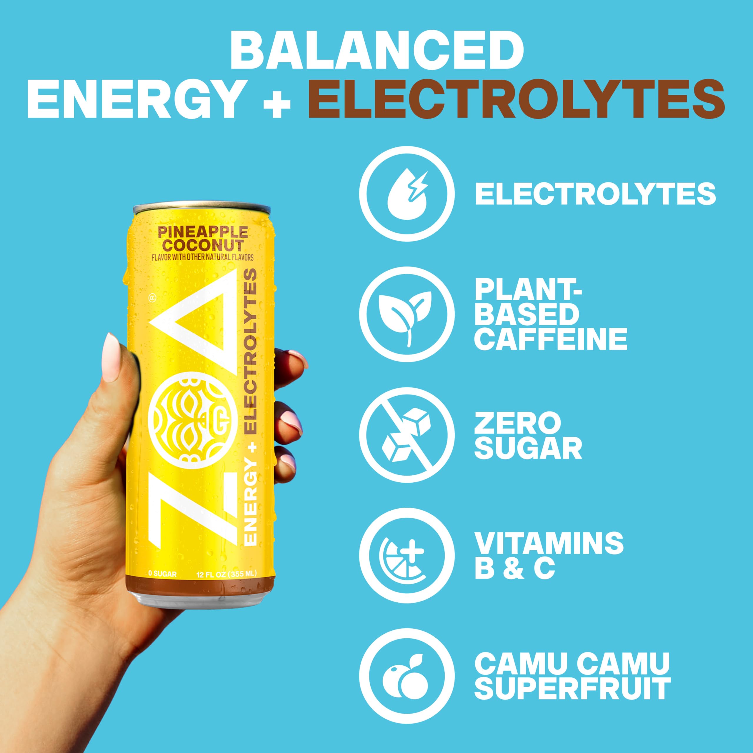 ZOA etiqueta nutricional mostrando vitaminas y electrolitos