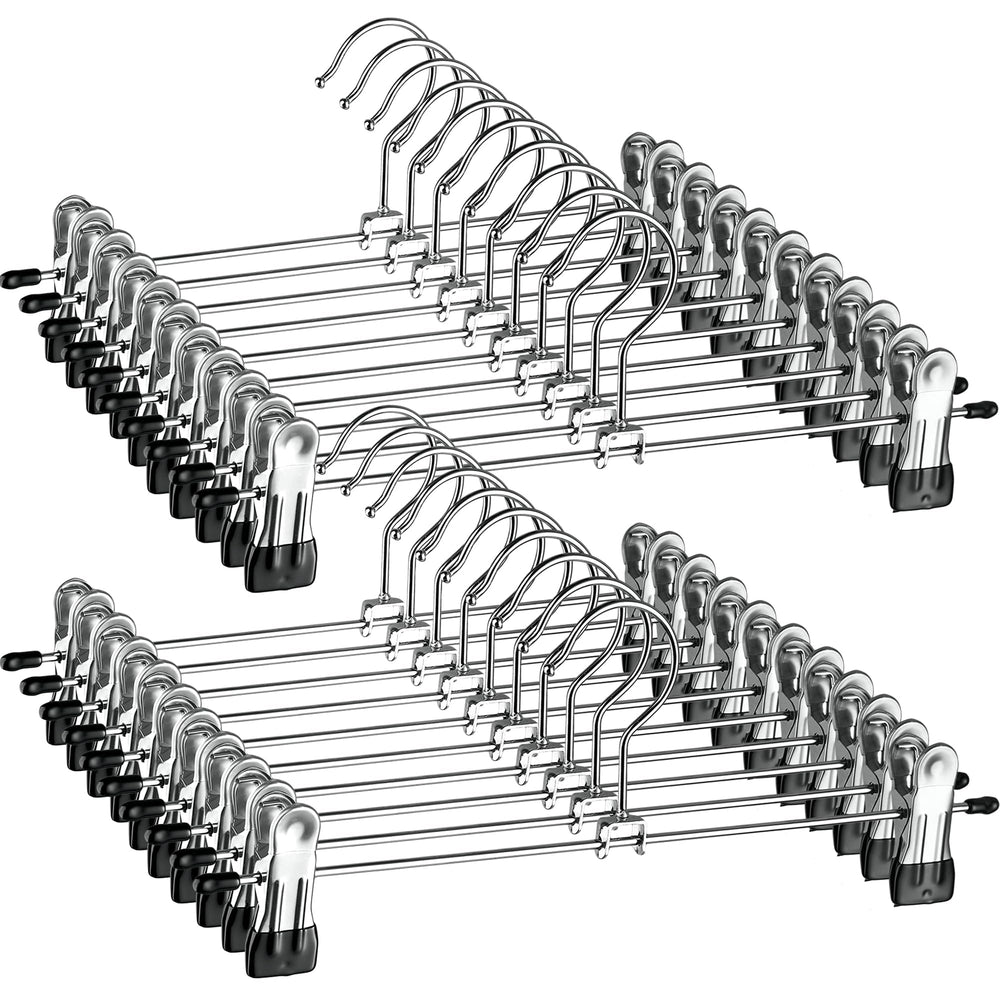 ZOBER percha metálica frontal mostrando clips antideslizantes y orden