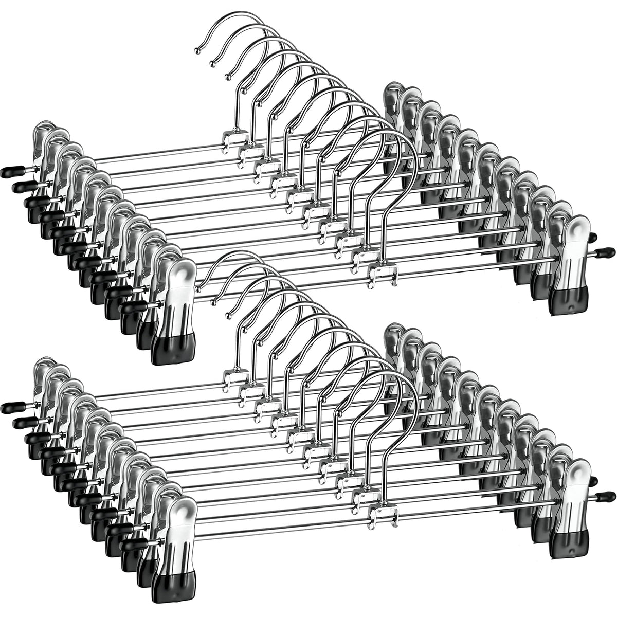 ZOBER percha metálica frontal mostrando clips antideslizantes y orden