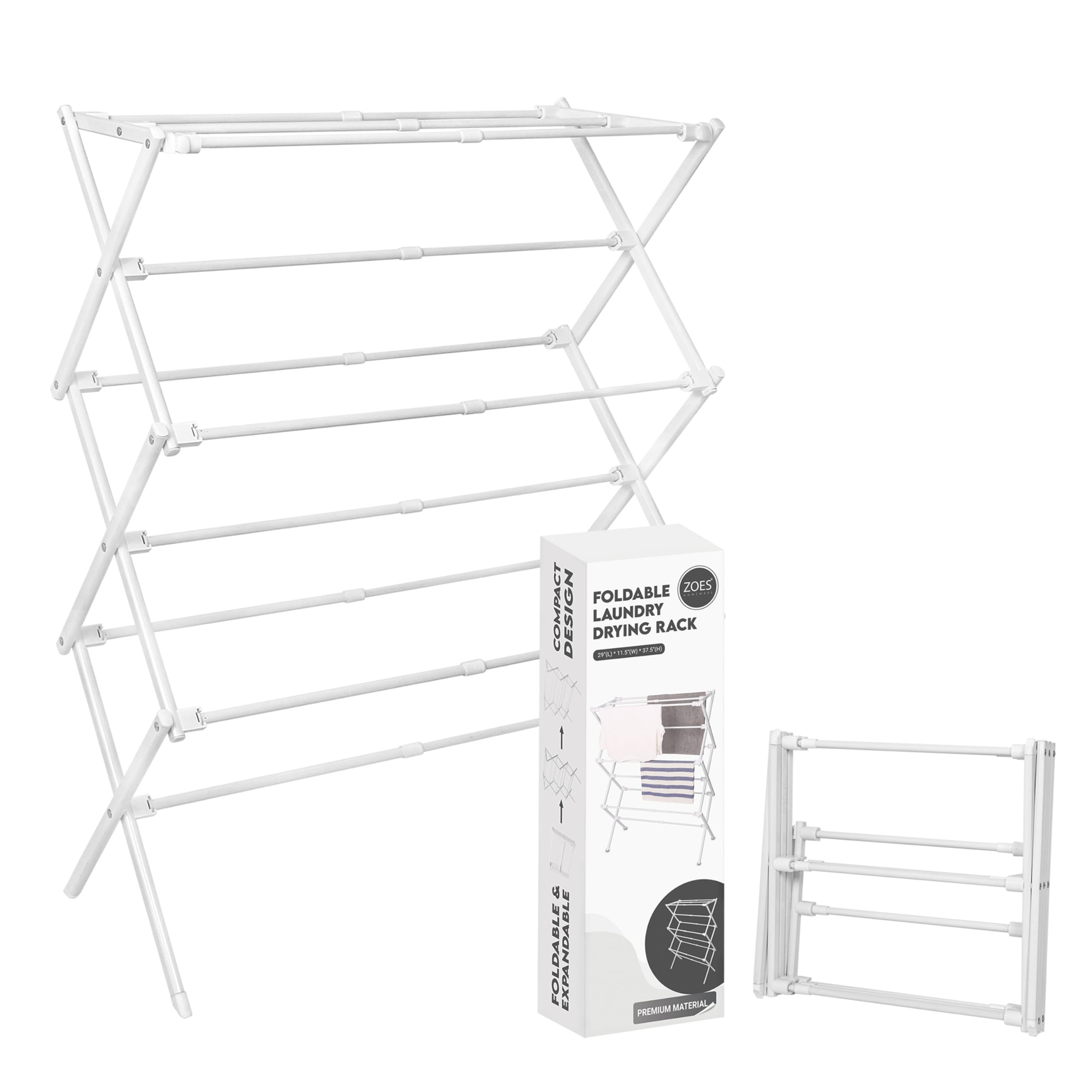 ZOES HOMEWARE tendedero frontal mostrando estructura estable y carga segura