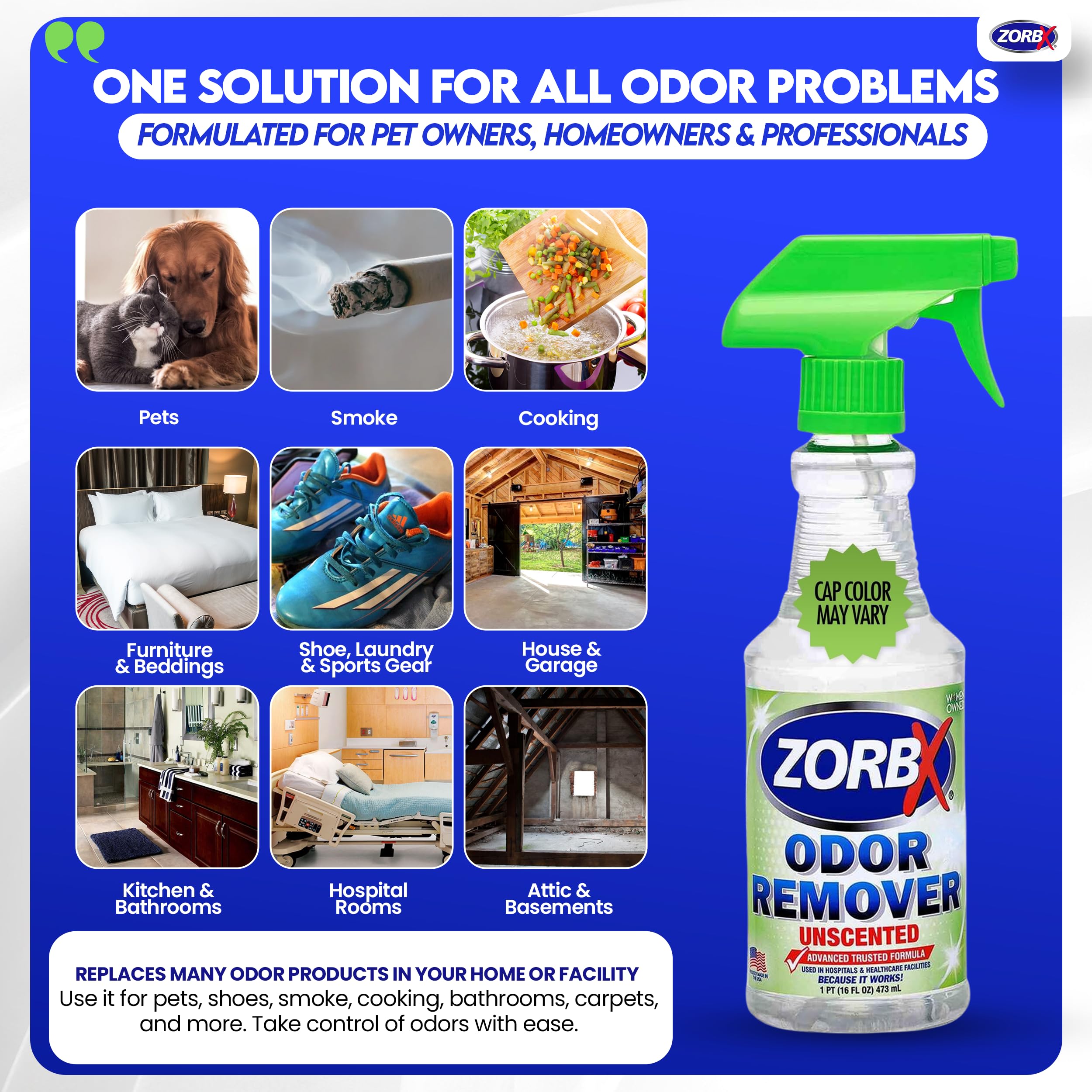 ZORBX aplicación en alfombra eliminando olor y restaurando frescura