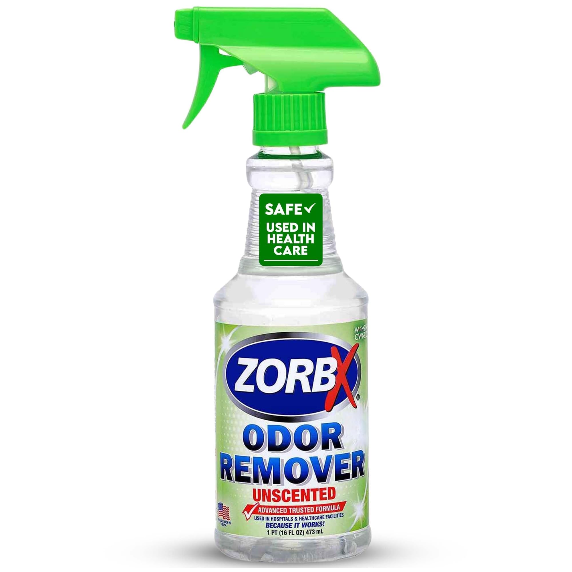 ZORBX botella frontal 16 oz mostrando diseño y formato práctico