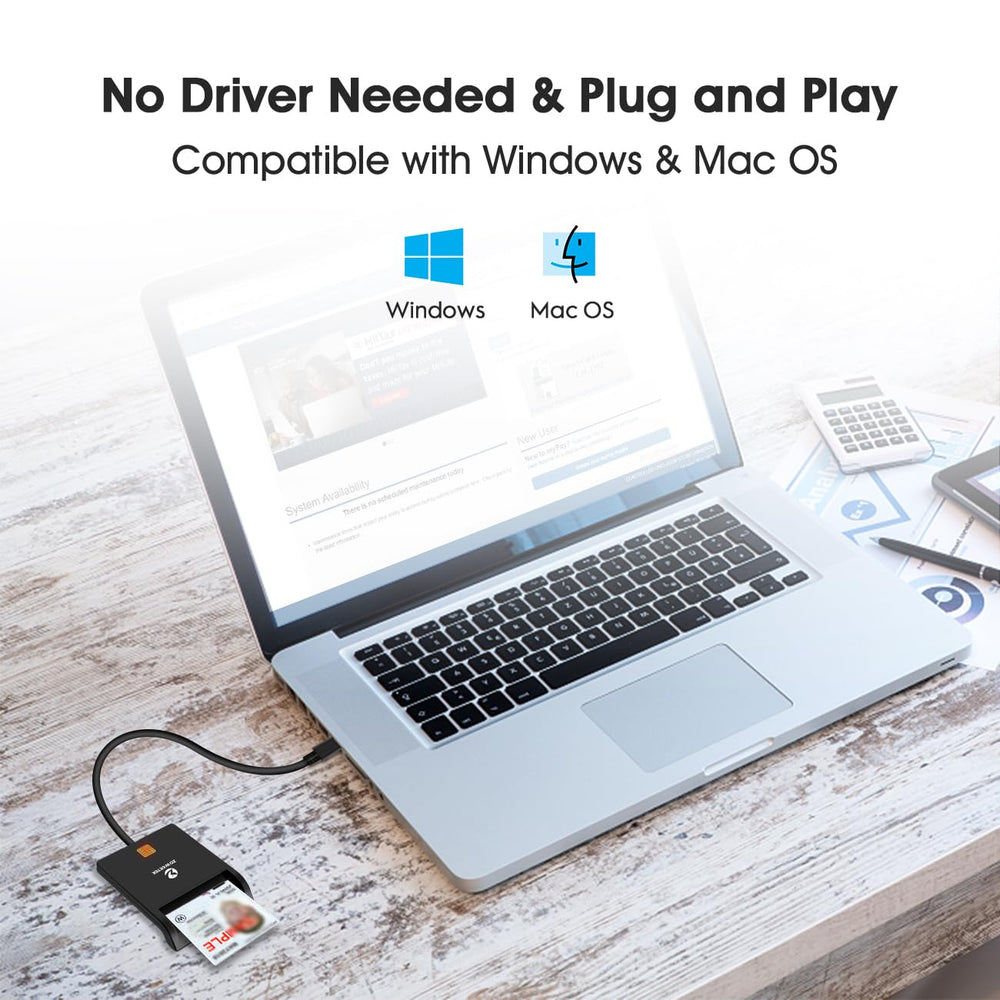 ZOWEETEK lector USB-C conectado a portátil en uso profesional