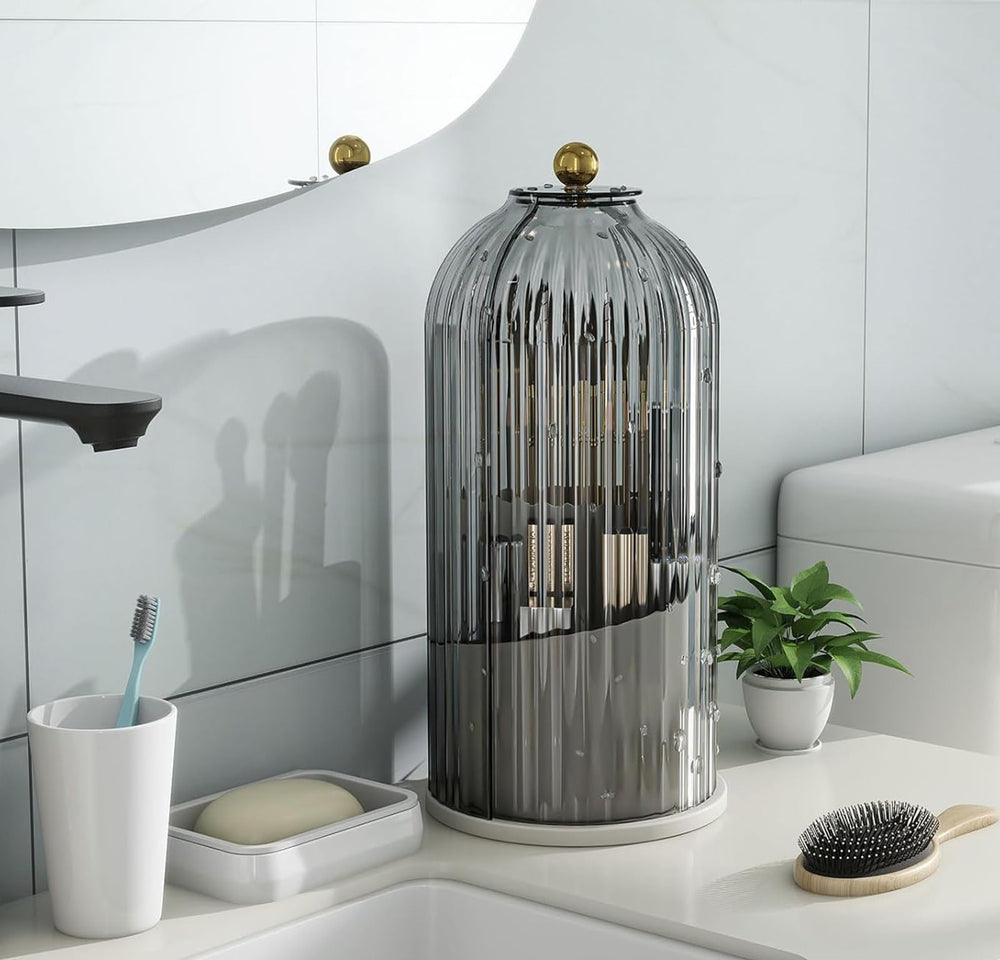 Zufudo en ambiente de baño gris blanco, elegante y funcional
