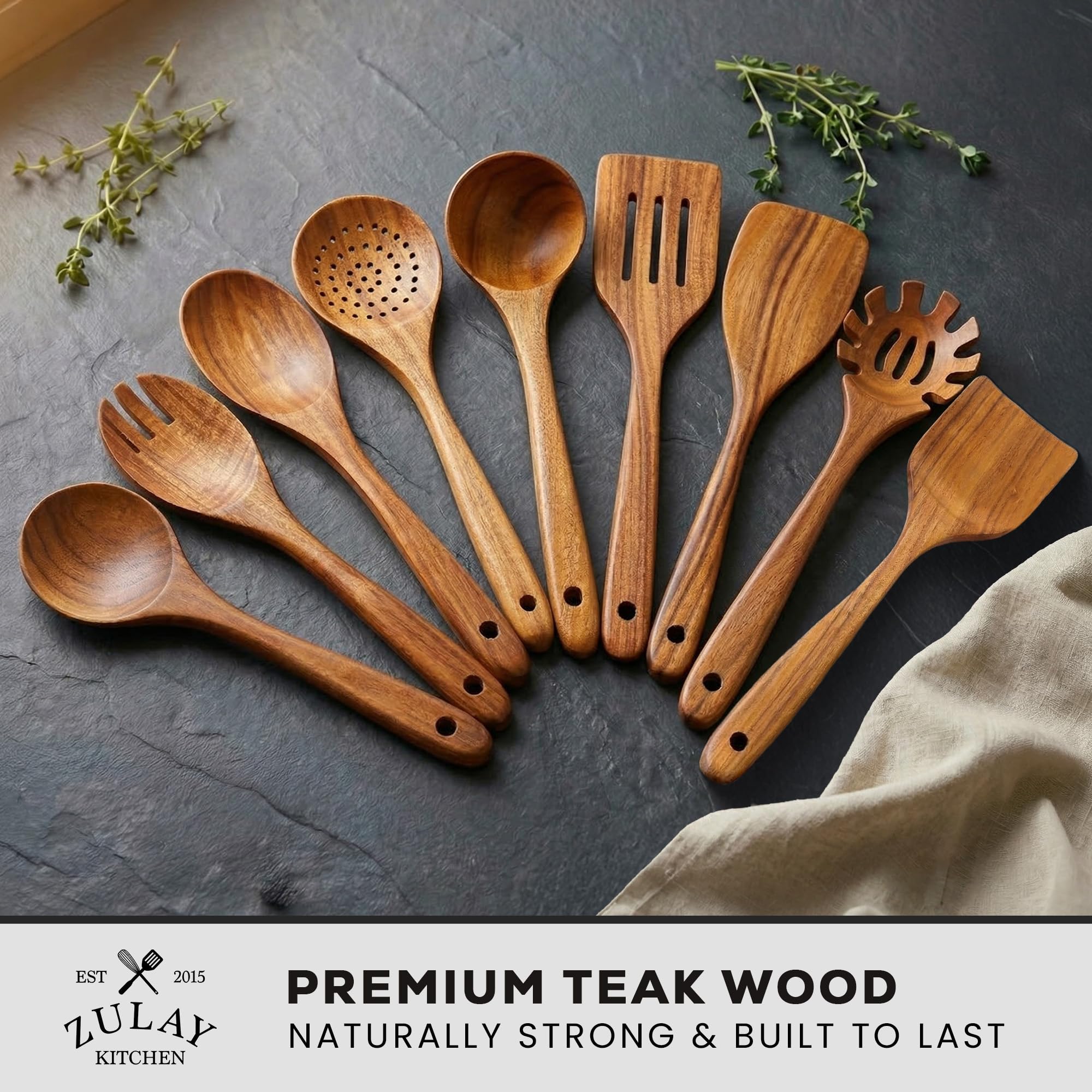 Zulay Kitchen primer plano de la textura teak que muestra durabilidad y tacto suave