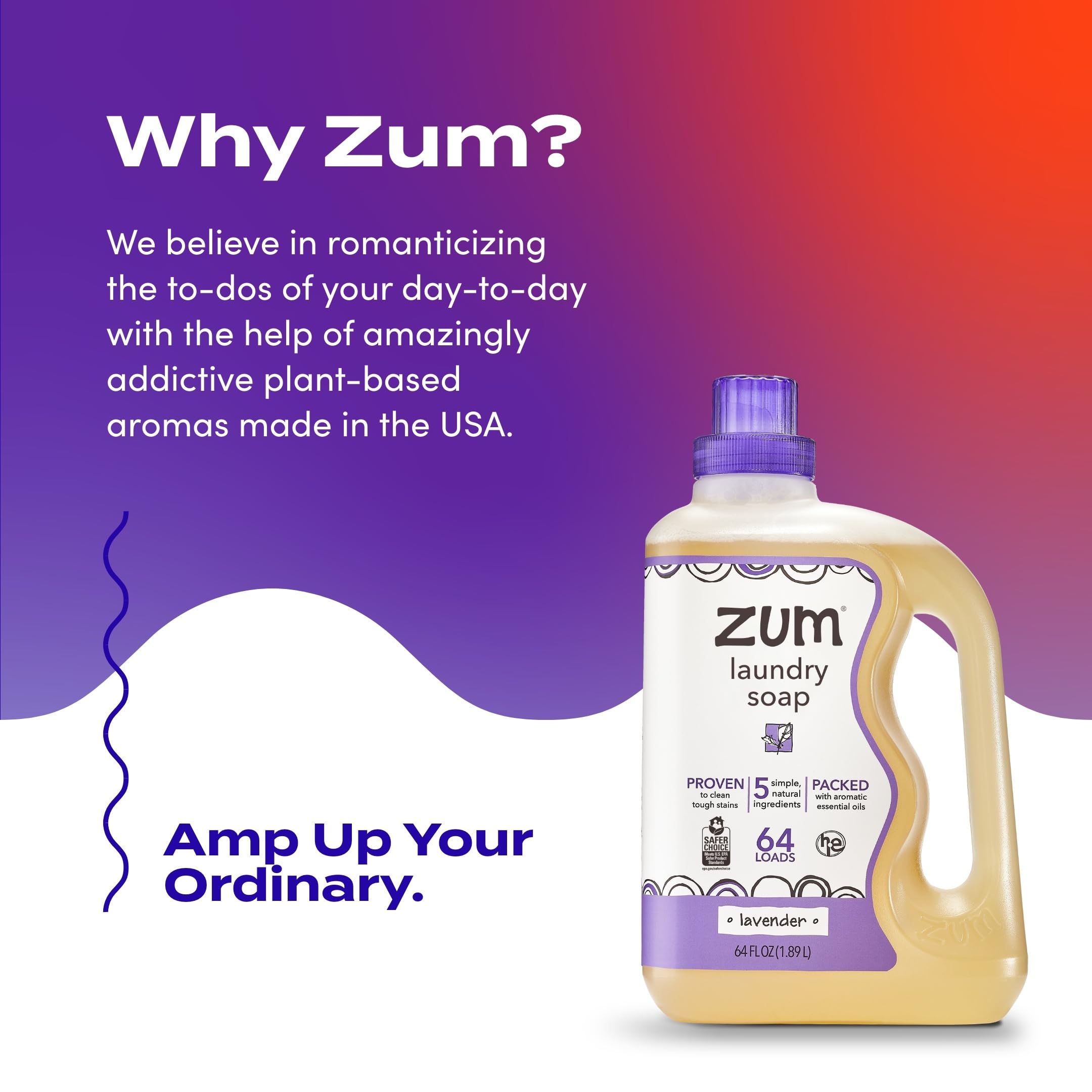 Zum ropa lavada colgada con aroma lavanda visible y efecto suave en telas