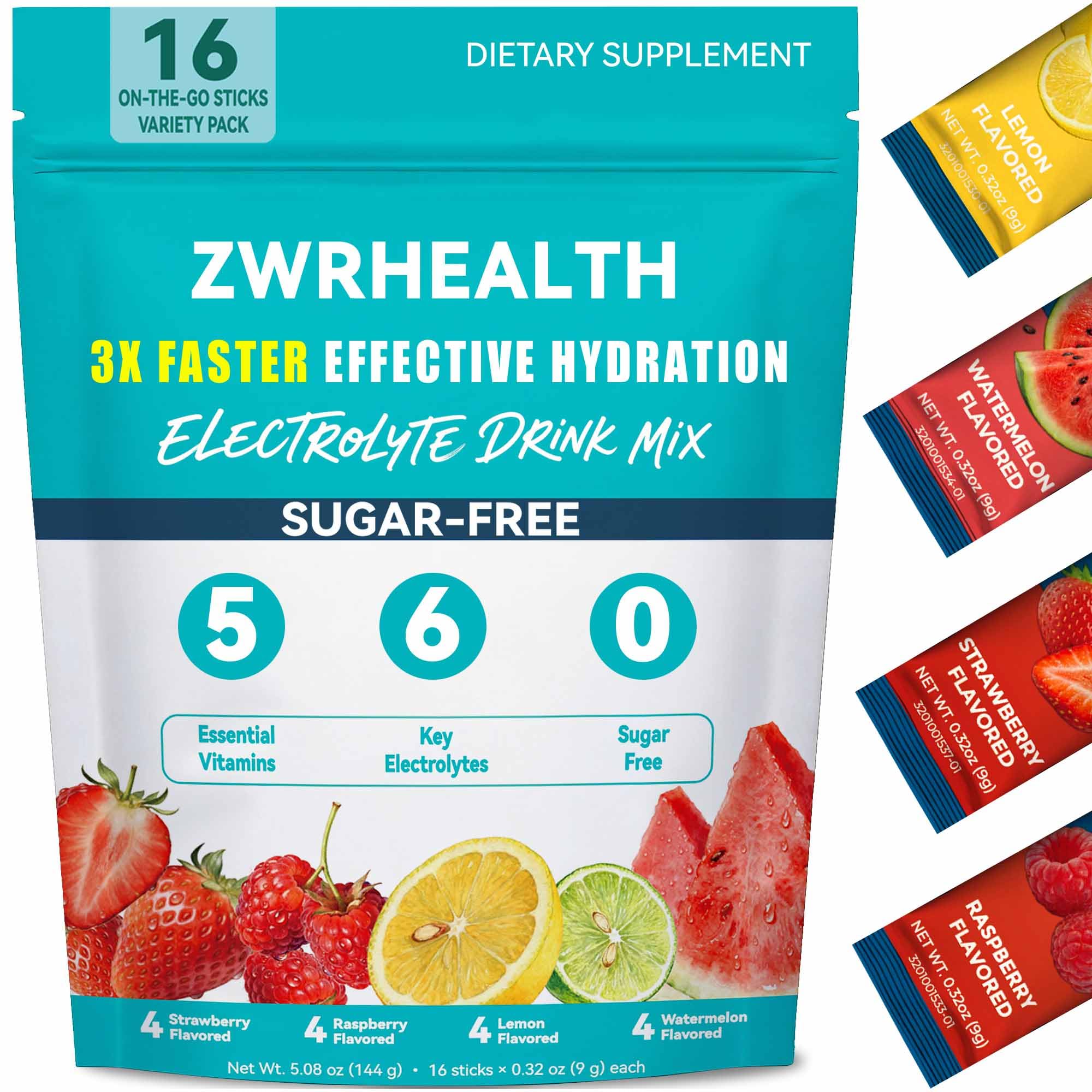 Zwrhealth paquete frontal con sobres, hidratación rápida y portable