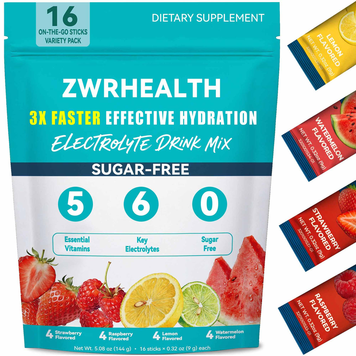 Zwrhealth paquete frontal con sobres, hidratación rápida y portable