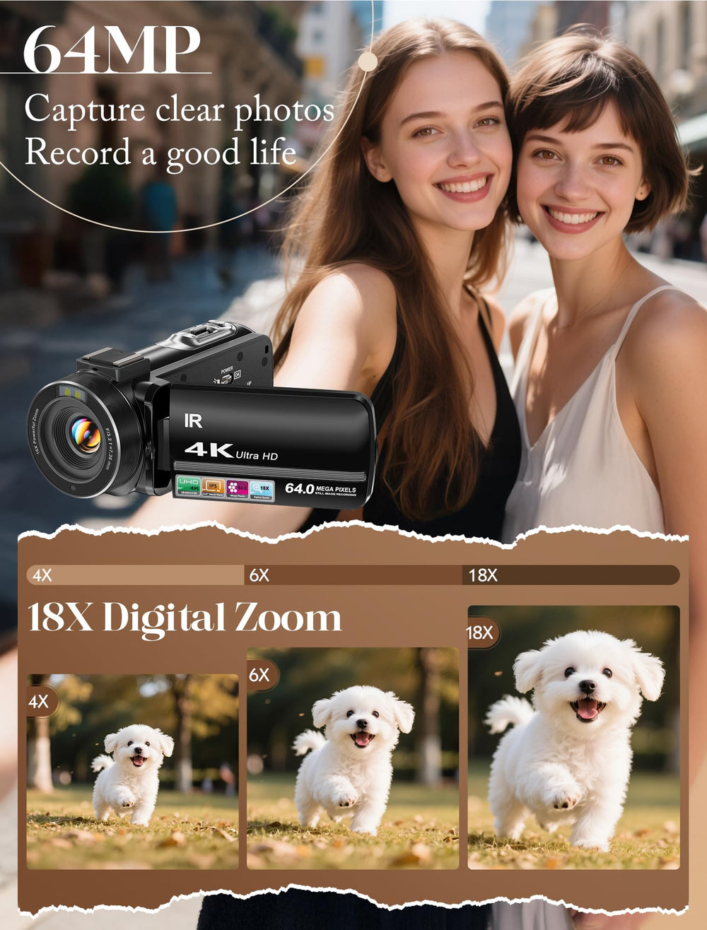 ZYDIIE detalle del lente mostrando el zoom 18x para capturar distancia