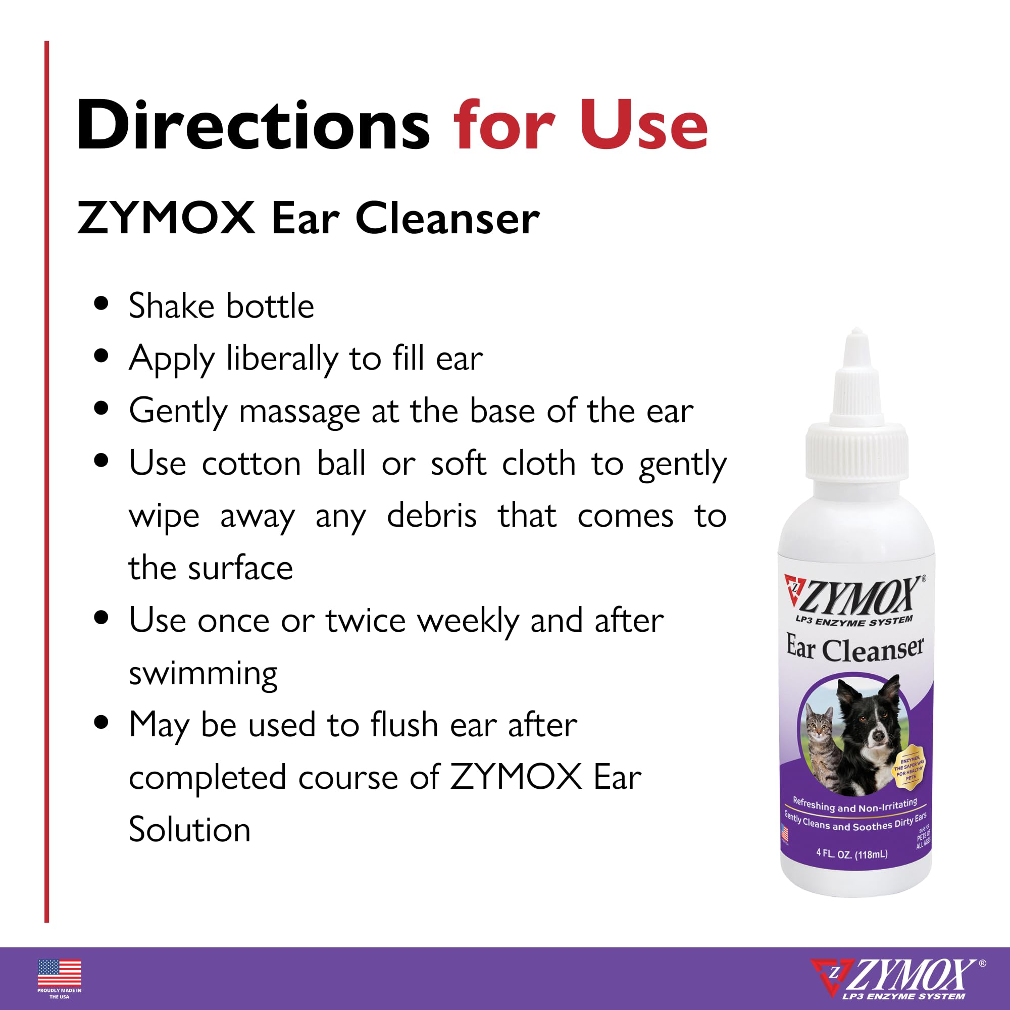 Zymox comparativa de tamaño 4oz en mano para referencia de volumen