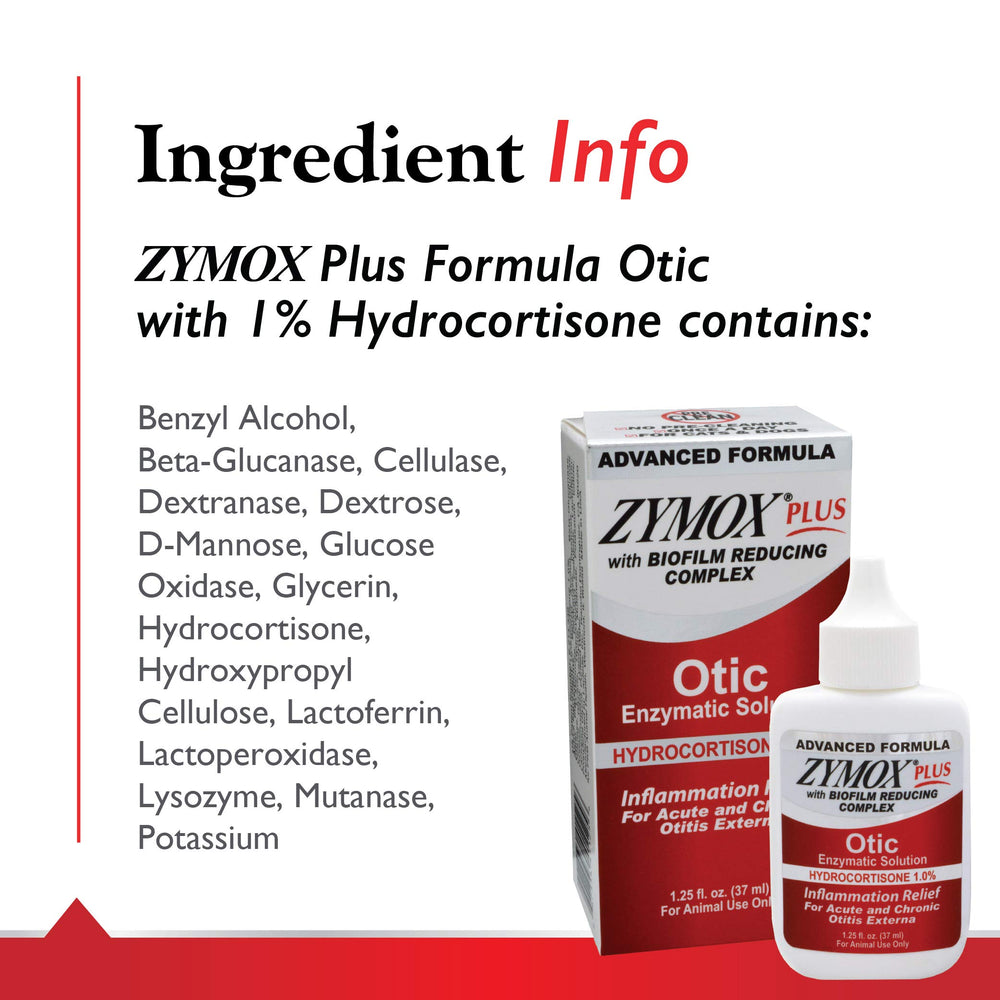 Zymox comparativa de tamaño junto a mano para referencia de volumen
