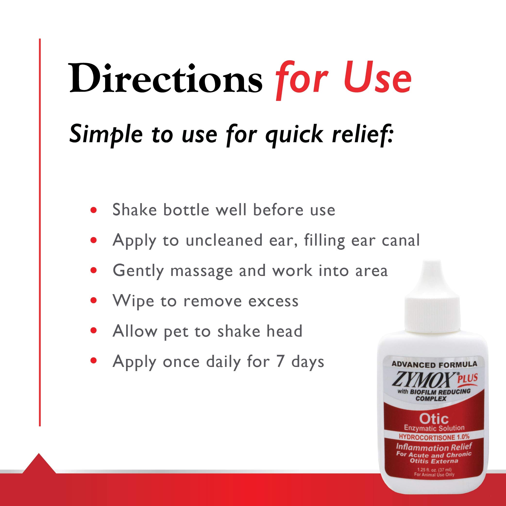Zymox primer plano del conducto auricular con representación del efecto limpiador
