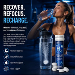 Zytherial tableta efervescente en vaso generando agua con hidrógeno rápida