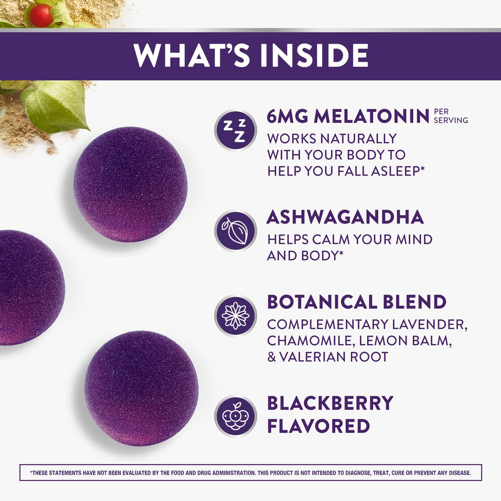 Etiqueta ZzzQuil con lista de ingredientes y ventajas