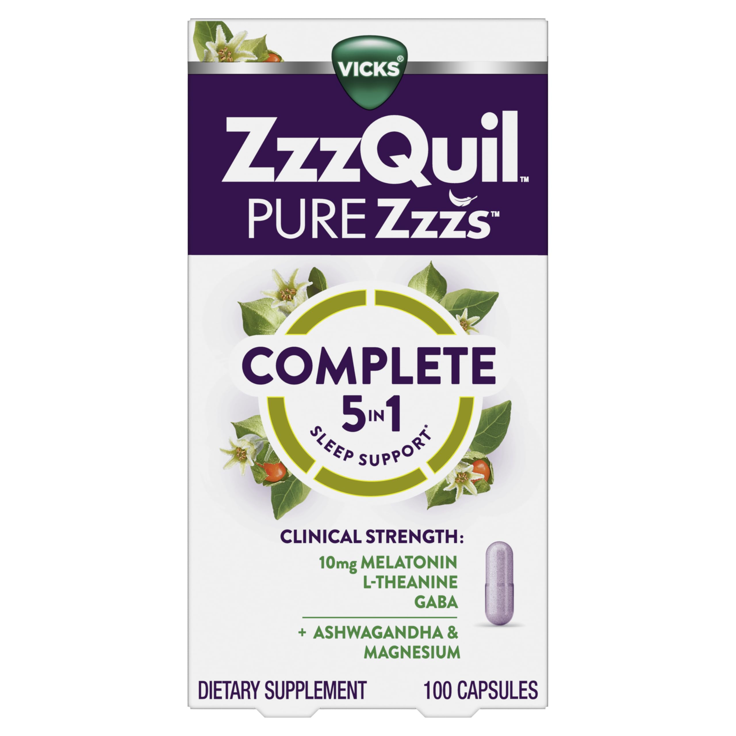 Etiqueta ZzzQuil con información nutricional y composición clara