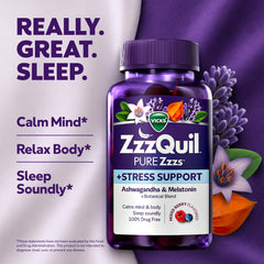 ZzzQuil gomita en detalle textural que resalta fácil masticación y sabor