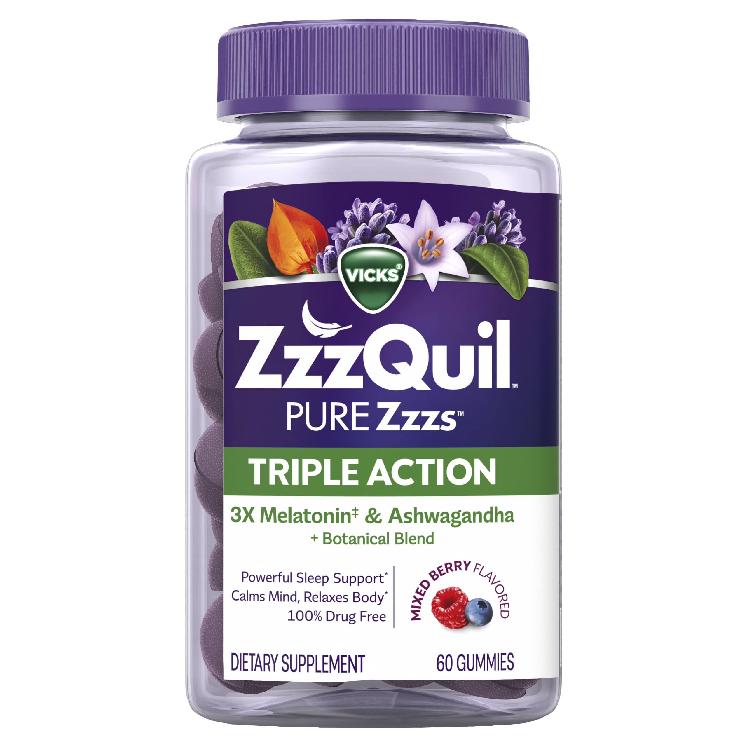 Primer plano de instrucciones ZzzQuil para uso y dosificación