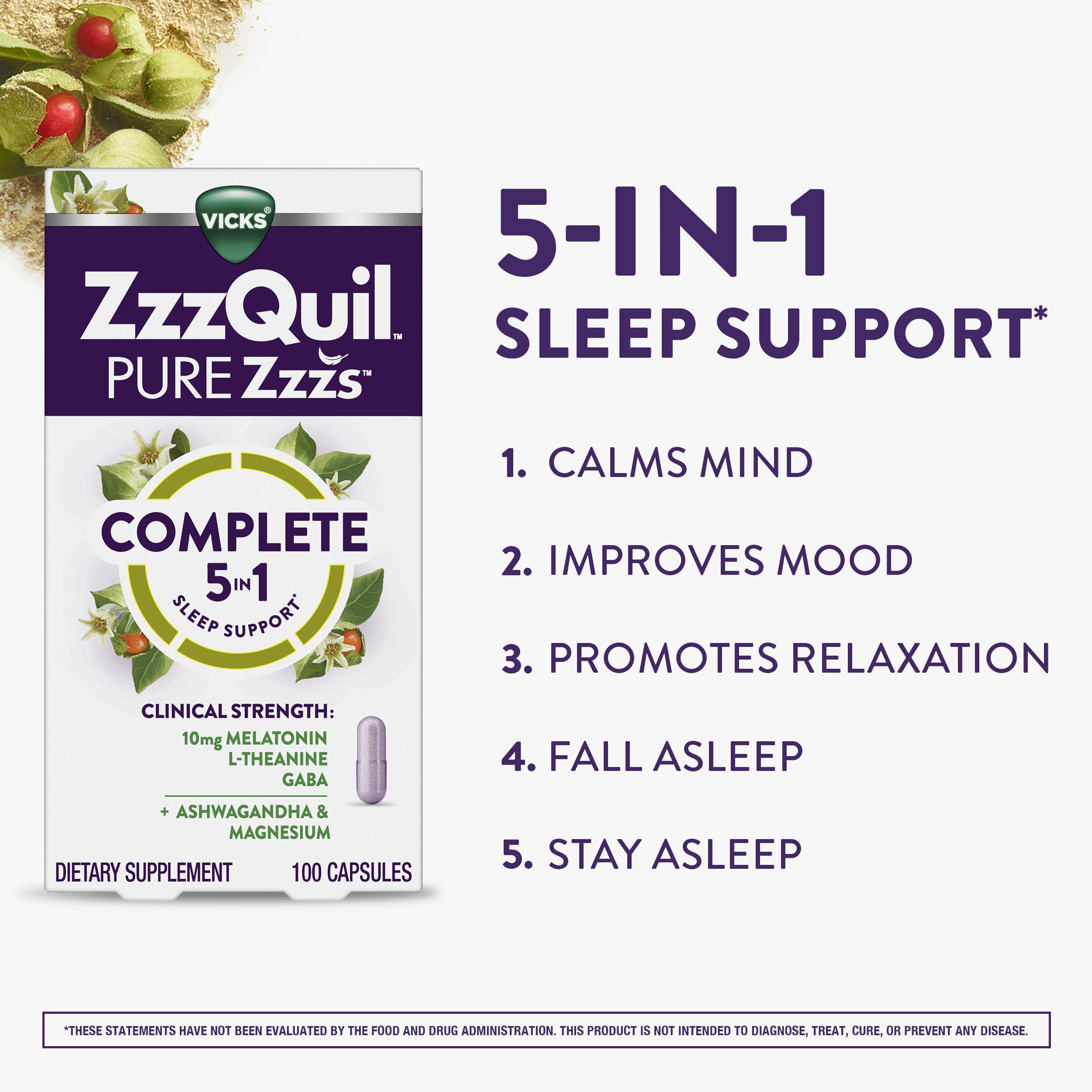 Mano sosteniendo una cápsula ZzzQuil para apreciar tamaño real